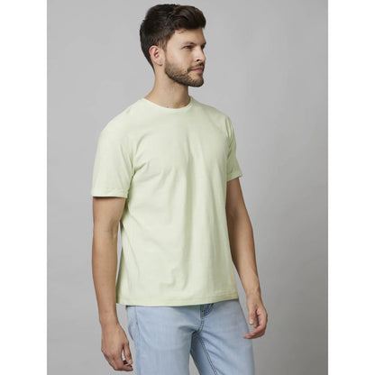 Cream Solid Cotton T-shirt