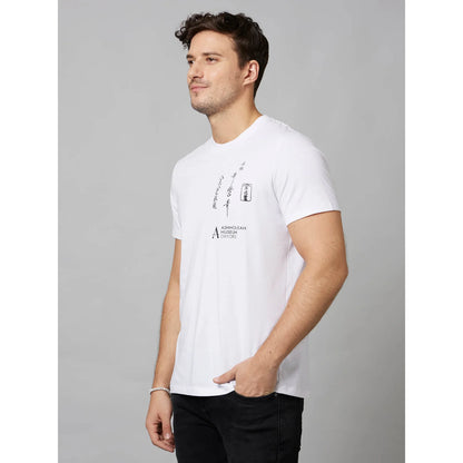 APOH - White Graphic Printed White Cotton T-Shirt