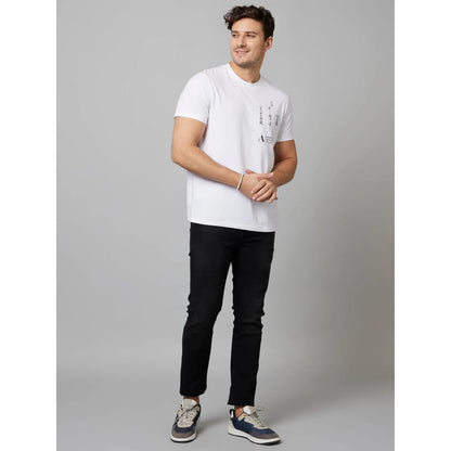 APOH - White Graphic Printed White Cotton T-Shirt