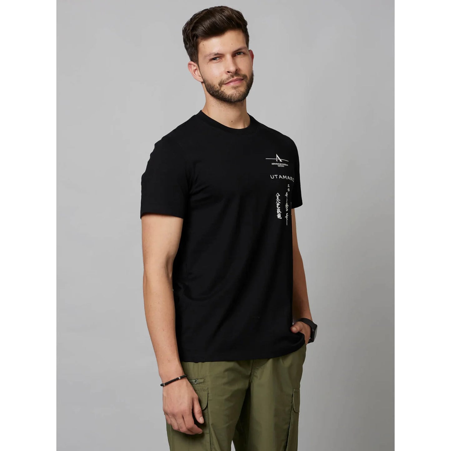 APOH - Graphic Printed Black Cotton T-shirt