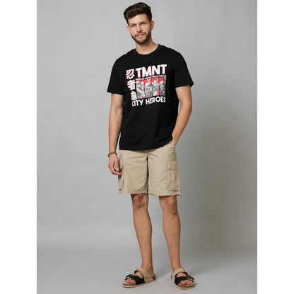 TMNT - Black Printed Cotton T-shirt