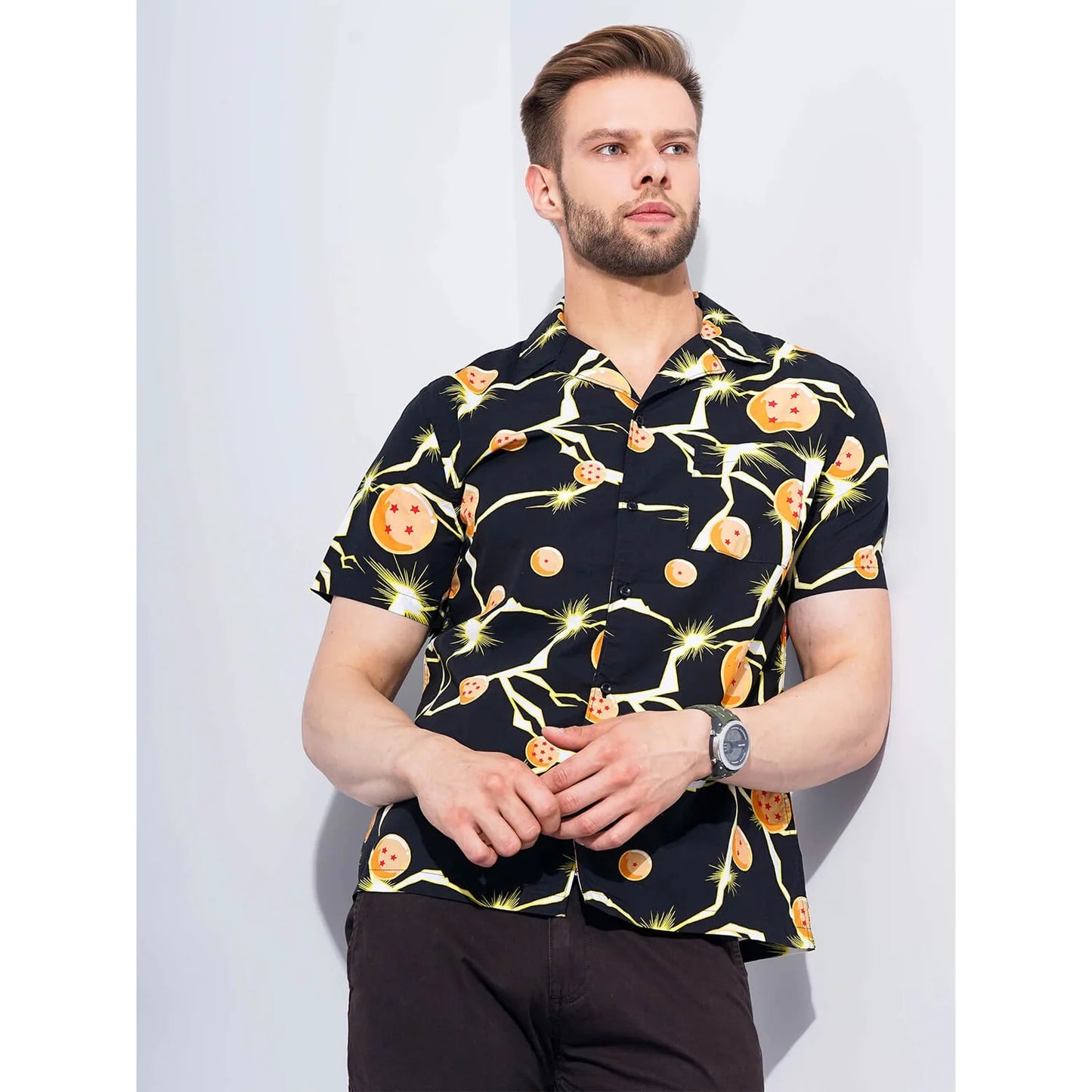 Dragon Ball Z - Black Printed Cotton Shirt