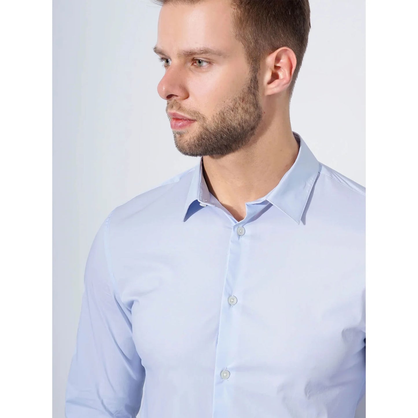 Cream Solid Cotton Blend Shirt