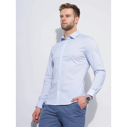 Cream Solid Cotton Blend Shirt