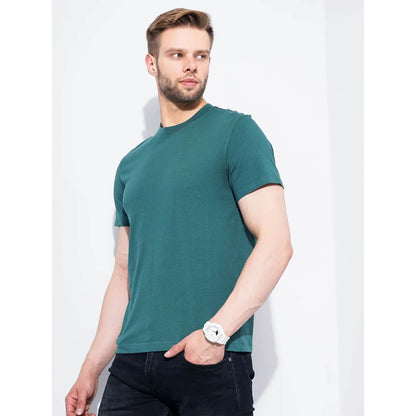 Teal Solid Cotton T-Shirt