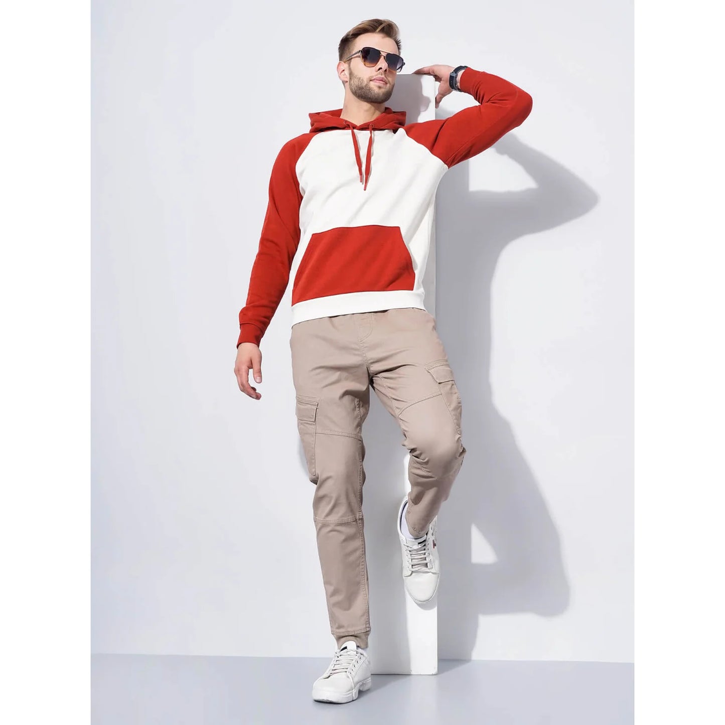 Red Colourblock Cotton-Poly-Blend Sweatshirt