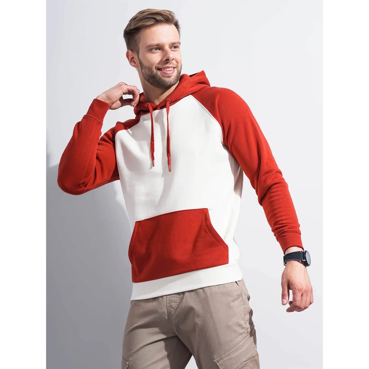 Red Colourblock Cotton-Poly-Blend Sweatshirt