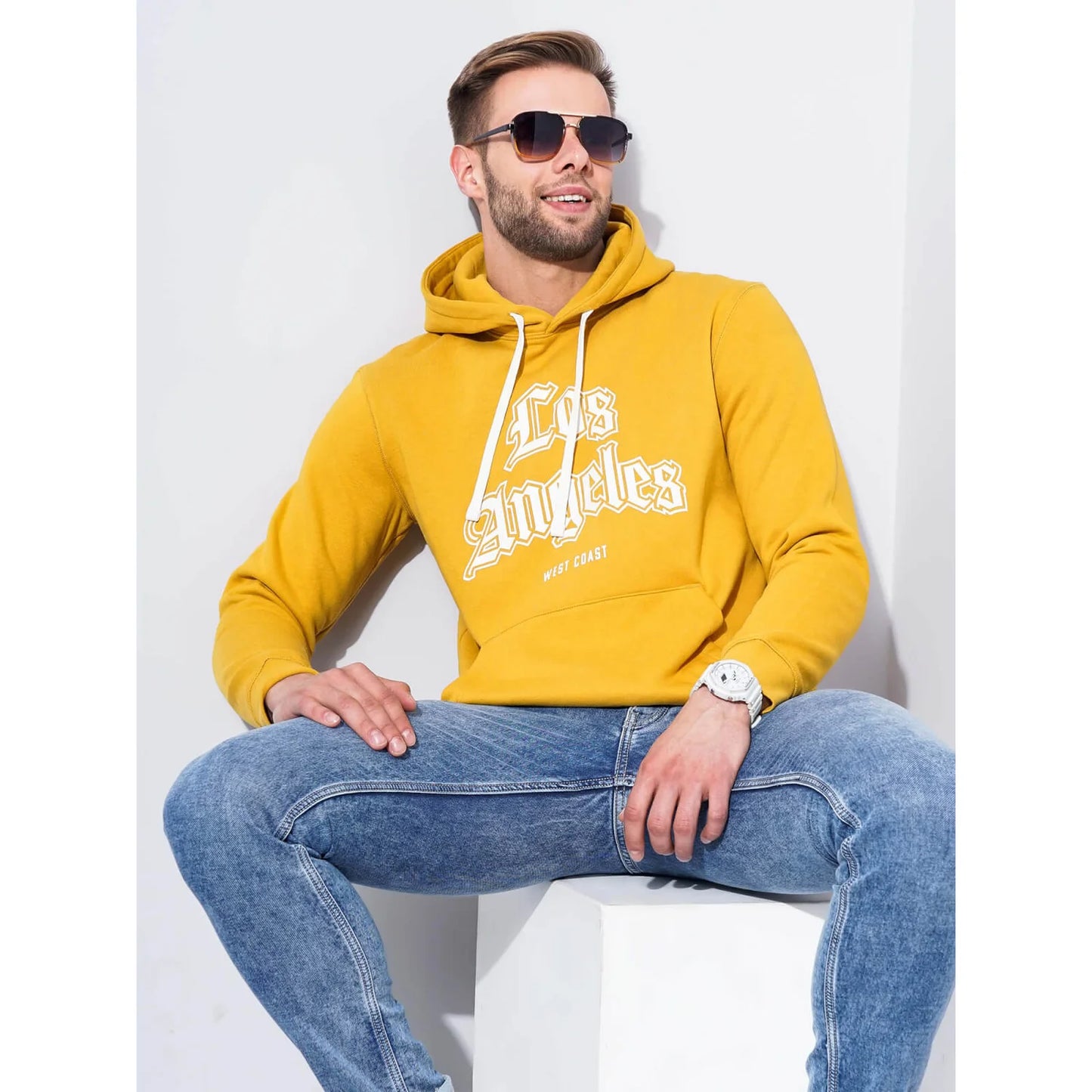 Yellow Printed Cotton Sweatshirt