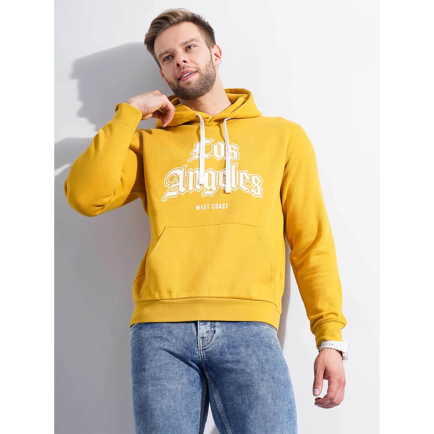 Yellow Printed Cotton Sweatshirt