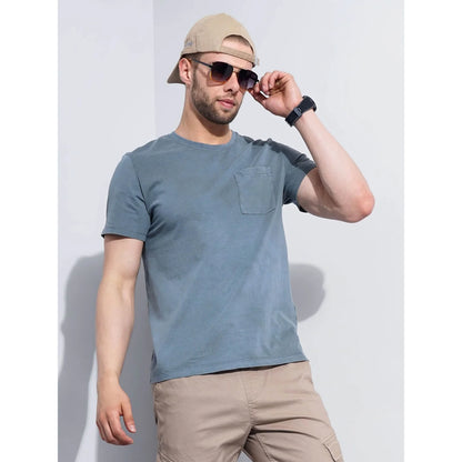 Cream Solid Cotton T-shirt