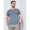 Celio* Solid Regular Fit Cotton Blue T-Shirt
