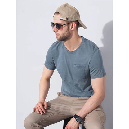 Cream Solid Cotton T-shirt