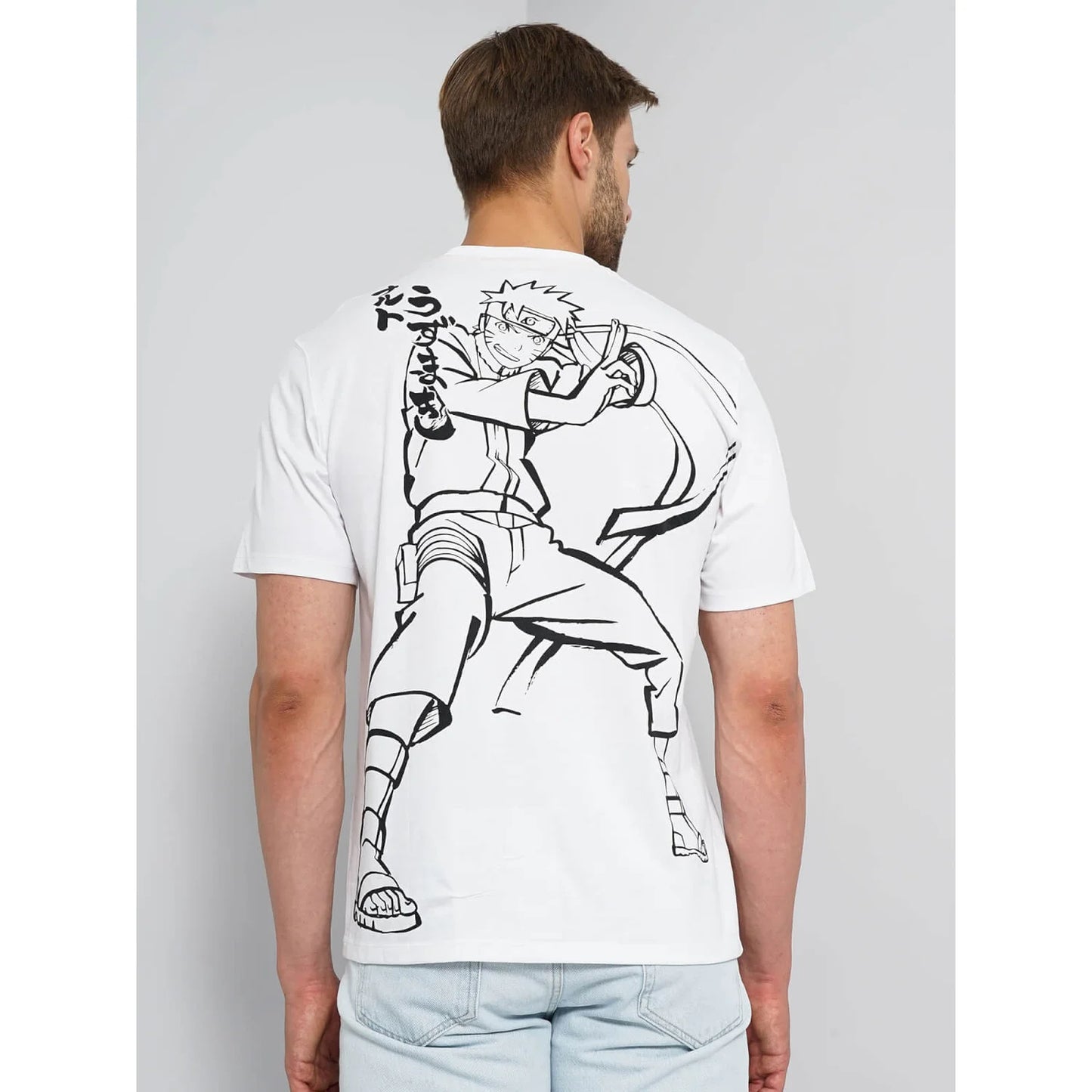 Naruto - White Printed Cotton T-shirt