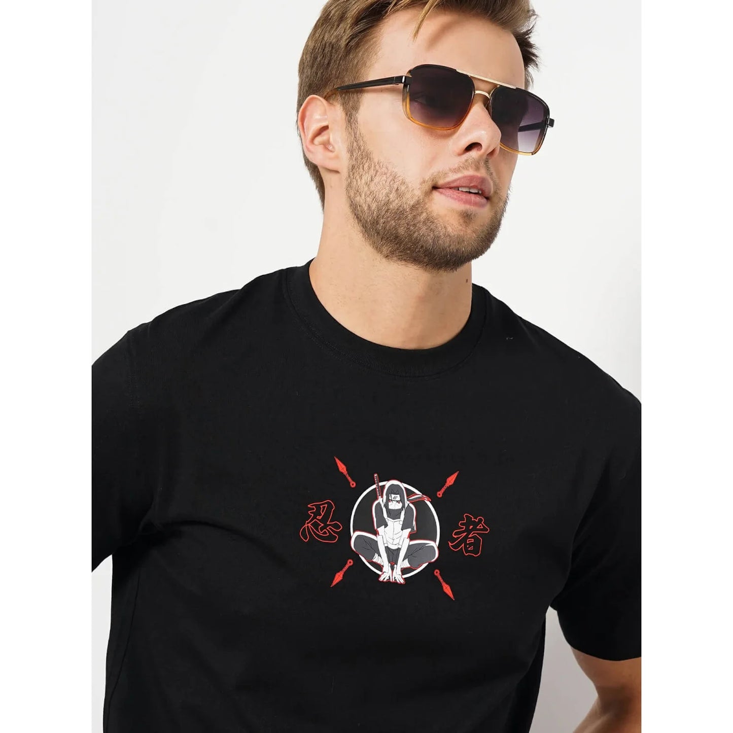 Naruto - Black Printed Cotton T-shirt