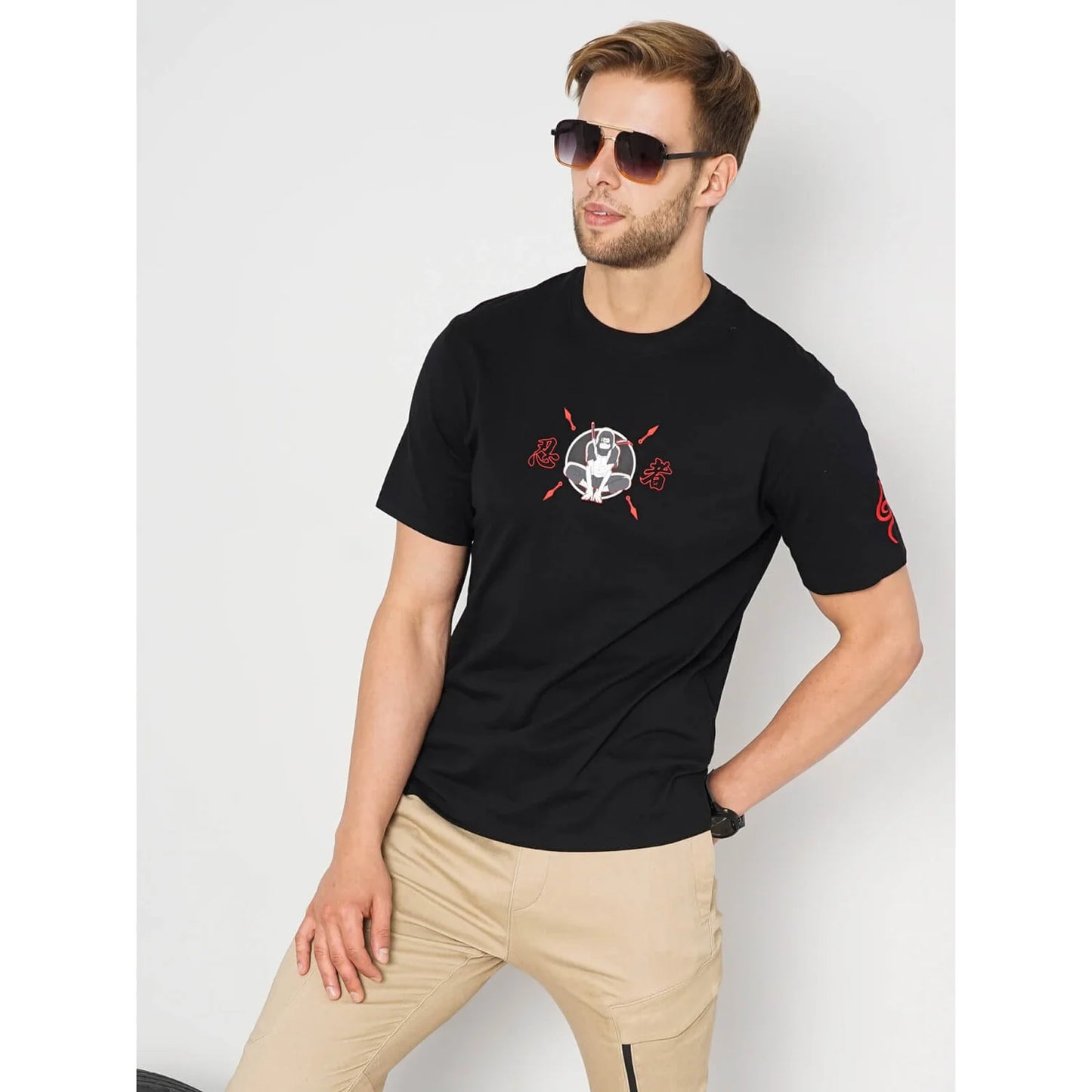 Naruto - Black Printed Cotton T-shirt