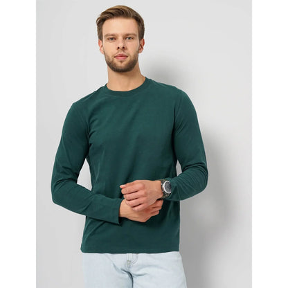 Teal Solid Cotton T-Shirt