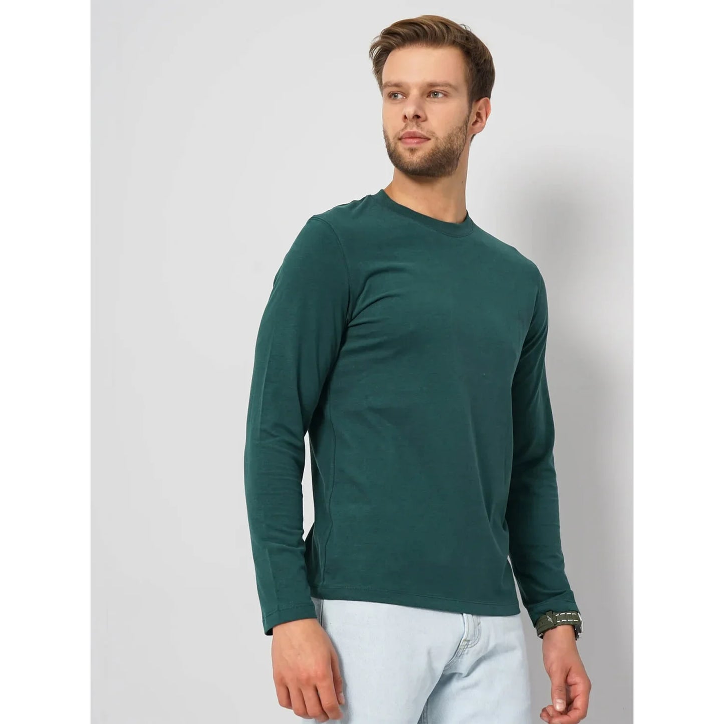 Teal Solid Cotton T-Shirt