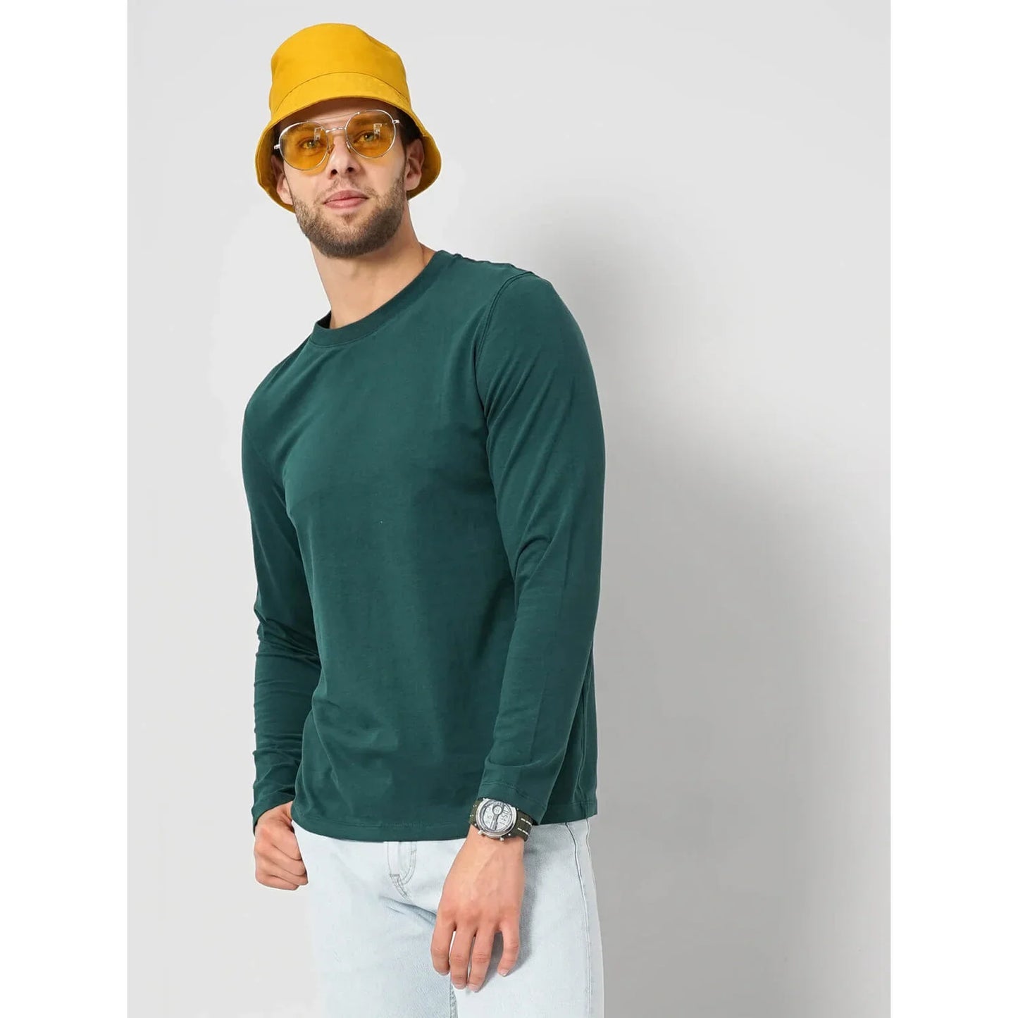 Teal Solid Cotton T-Shirt