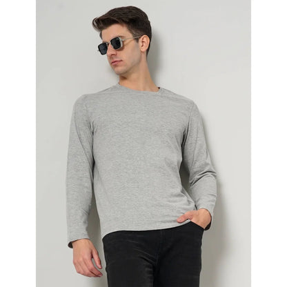 Grey Solid Cotton T-Shirt