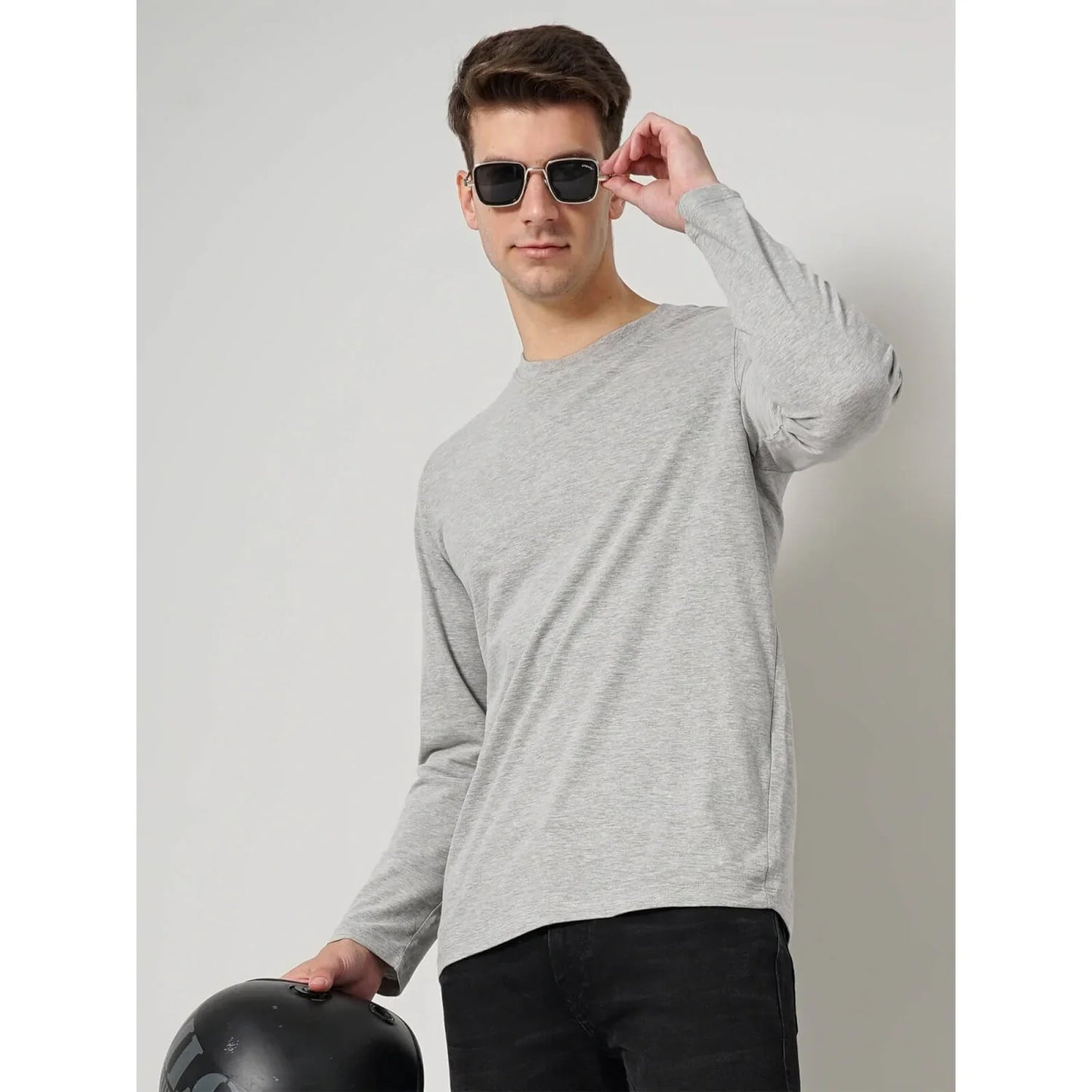 Grey Solid Cotton T-Shirt