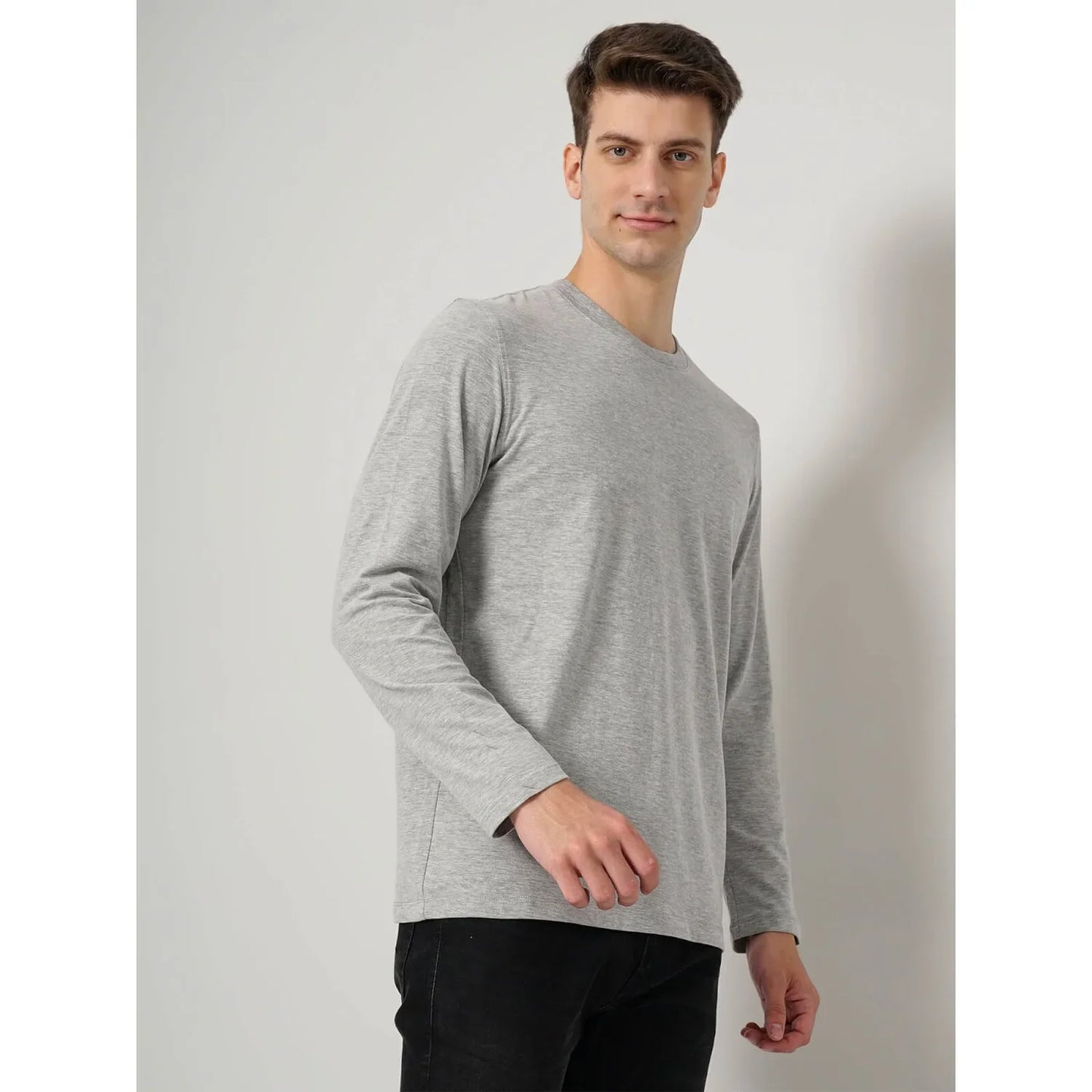 Grey Solid Cotton T-Shirt