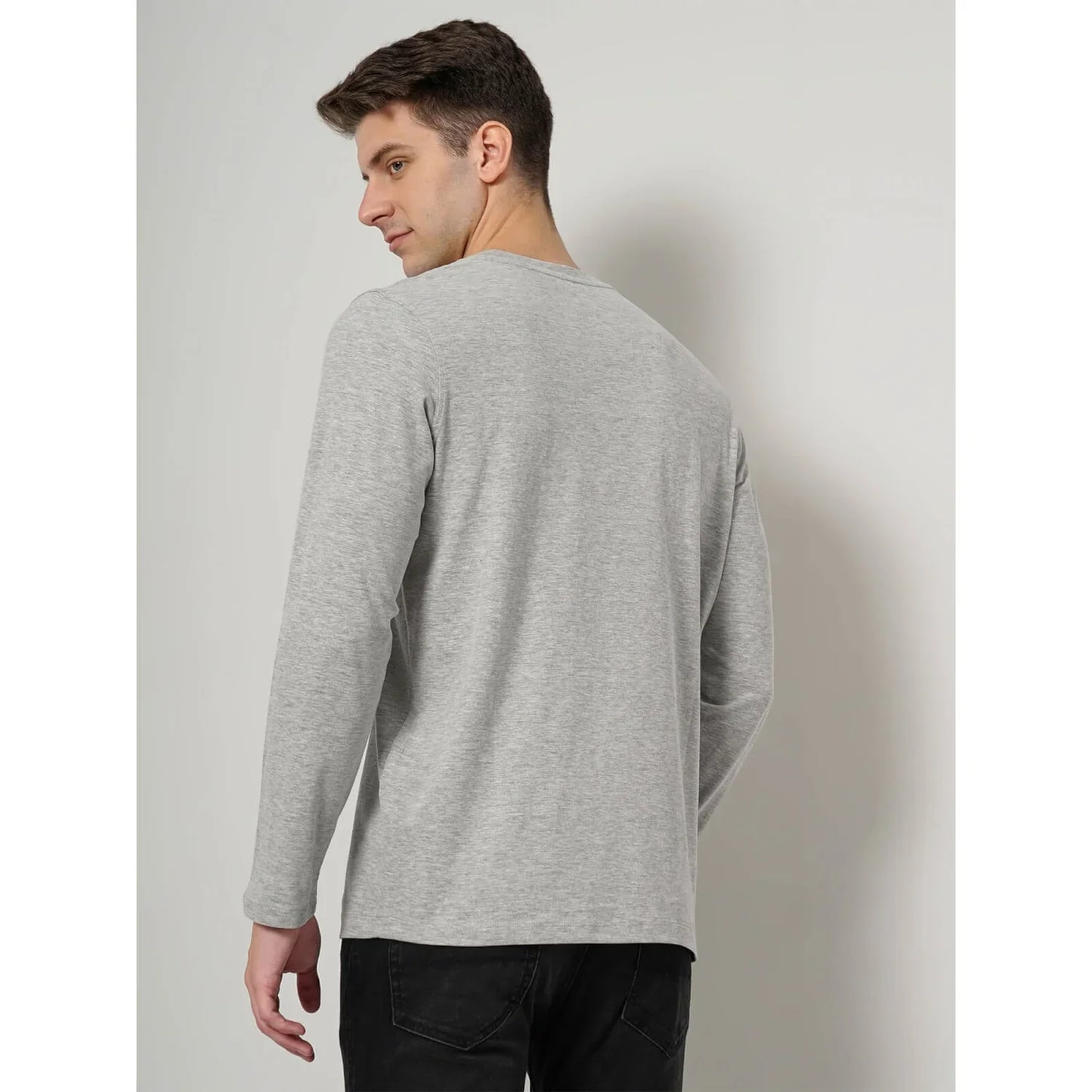 Grey Solid Cotton T-Shirt