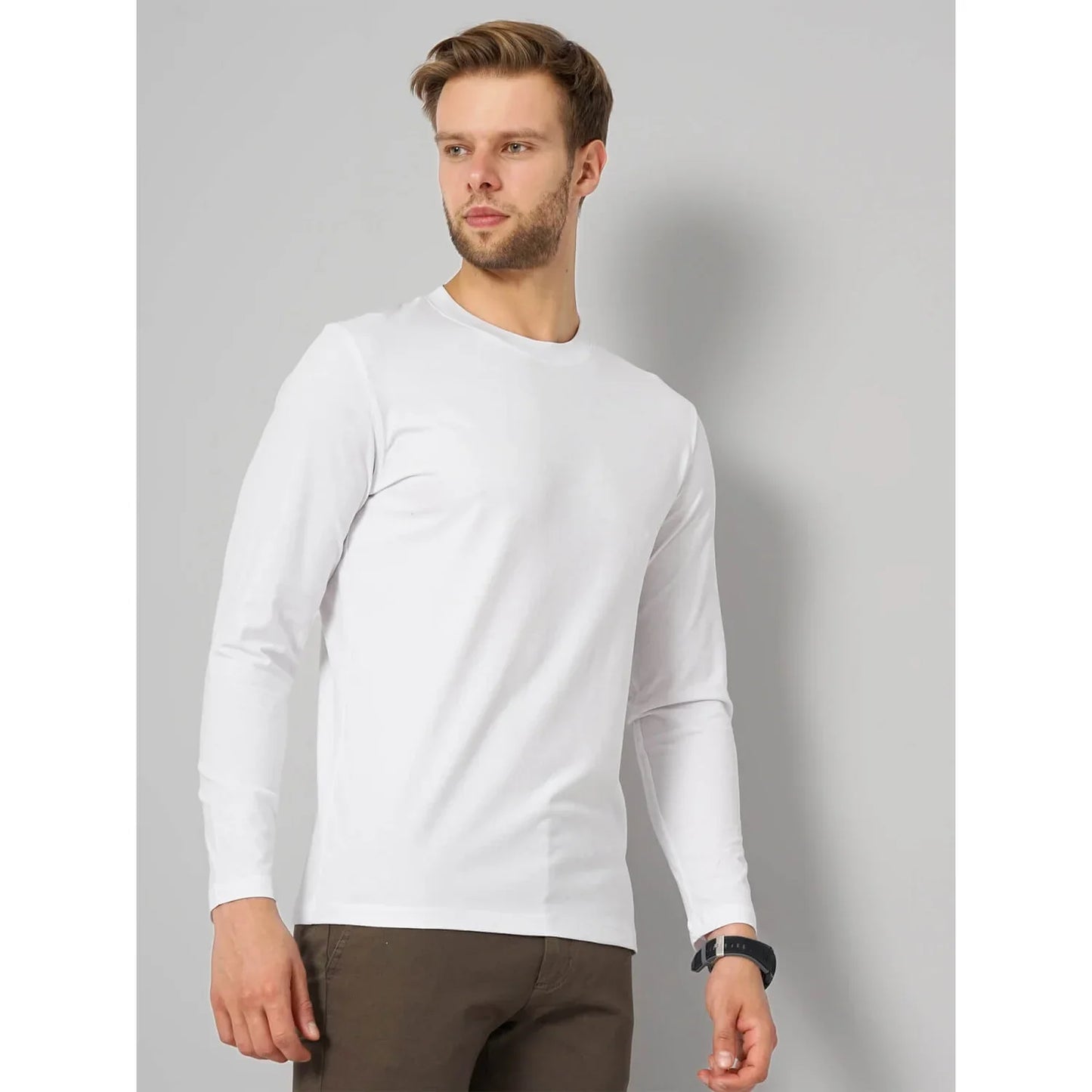 White Solid Cotton T-Shirt