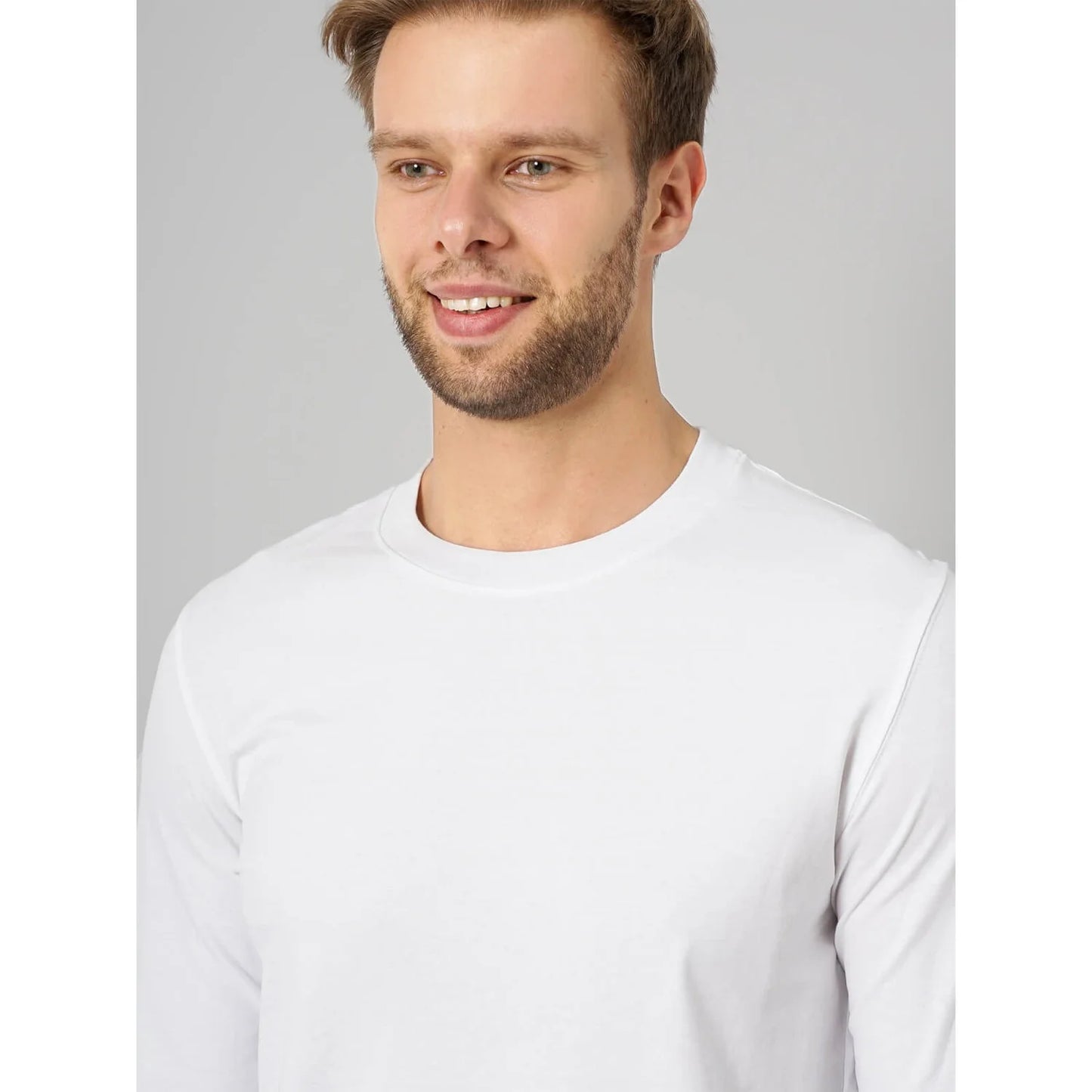 Cream Solid Cotton T-shirt