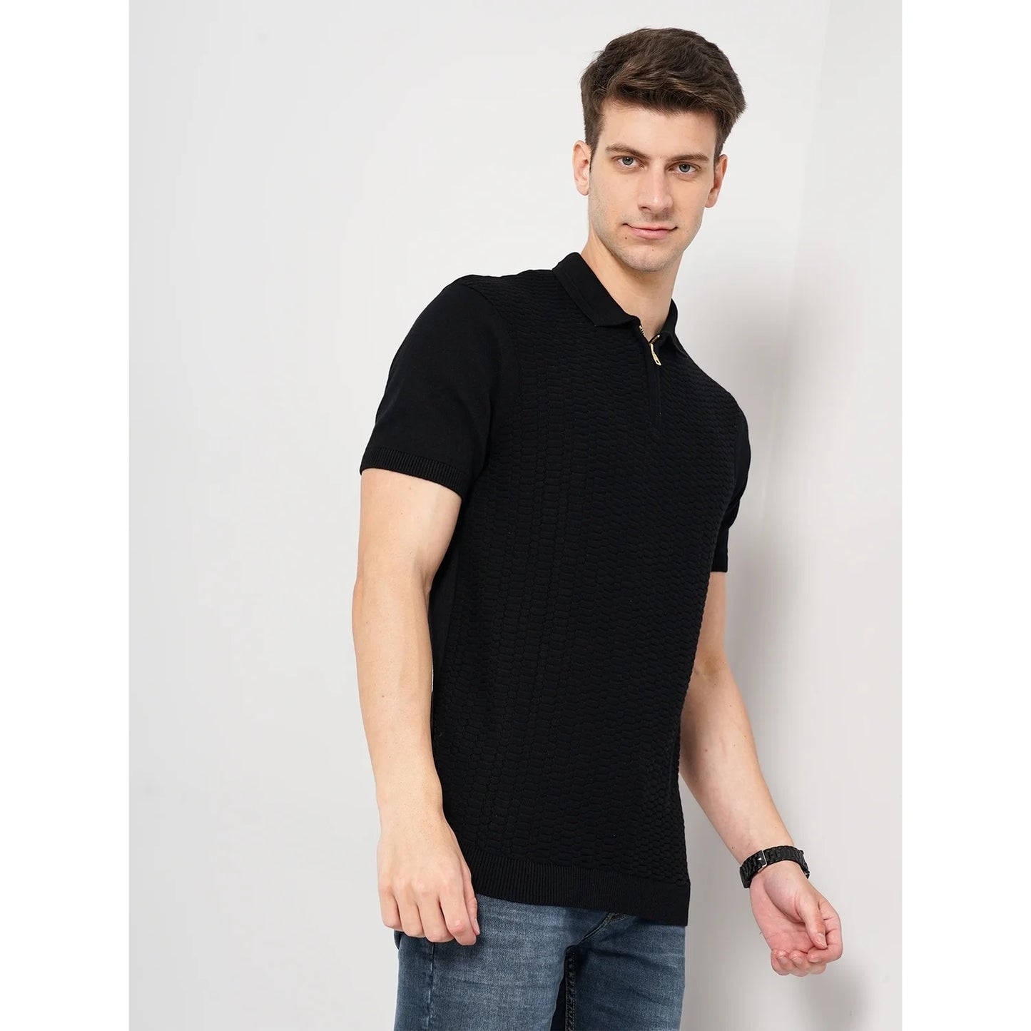 Cream Solid Cotton Polo