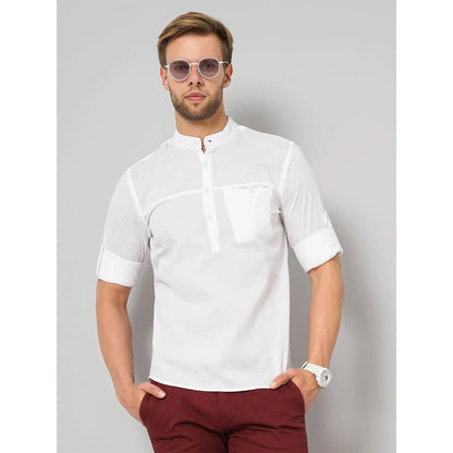 Cream Solid Cotton Shirt