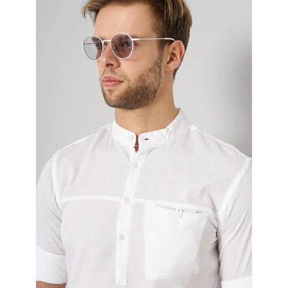 Cream Solid Cotton Shirt