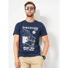 Celio* Graphics Regular Fit Cotton Navy Blue T-Shirt