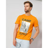 Celio* Graphics Regular Fit Cotton Orange T-Shirt
