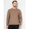 Celio* Solid Regular Fit Cotton-Blend Brown Sweater