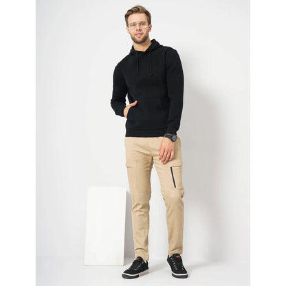 Black Solid Cotton Blend Sweater