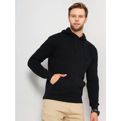 Black Solid Cotton Blend Sweater