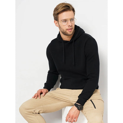 Black Solid Cotton Blend Sweater