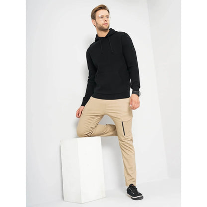 Black Solid Cotton Blend Sweater