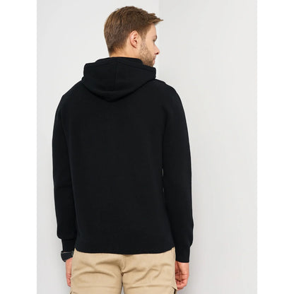 Black Solid Cotton Blend Sweater