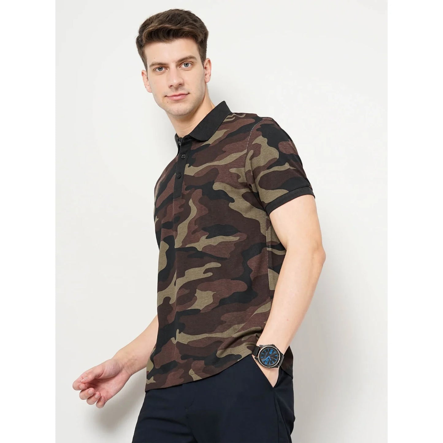 Cream Camouflage Cotton Polo