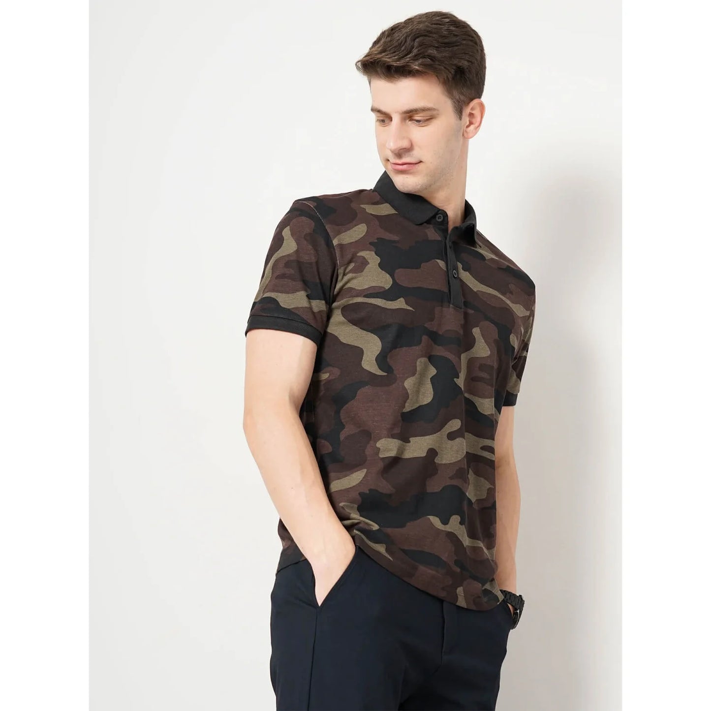 Cream Camouflage Cotton Polo