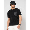 Celio* Solid Relaxed Fit Cotton-Blend Black T-Shirt