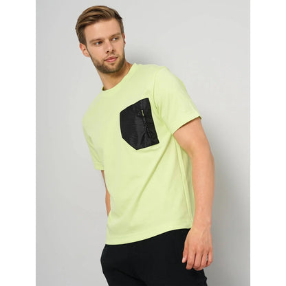 Cream Solid Cotton Blend T-shirt