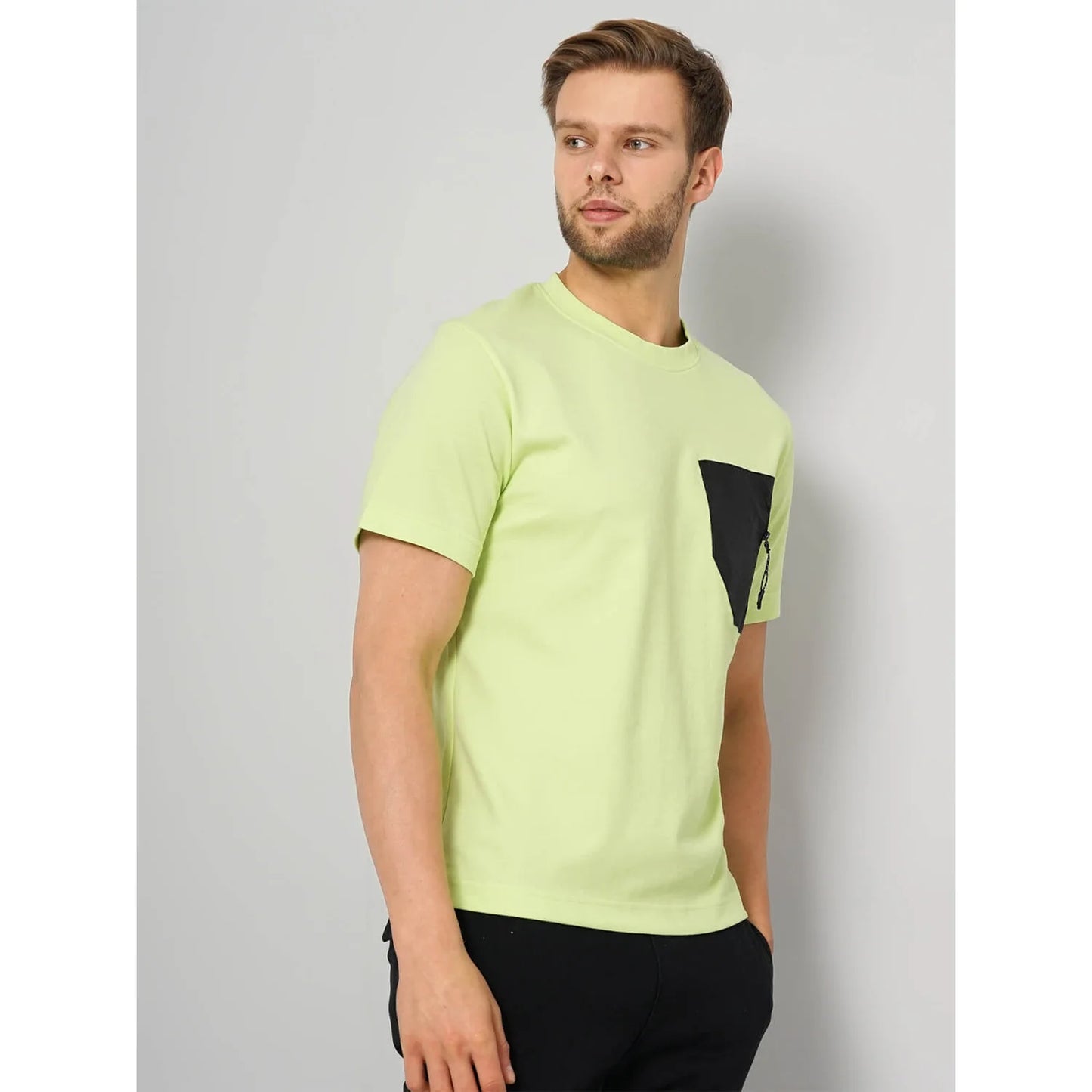 Cream Solid Cotton Blend T-shirt