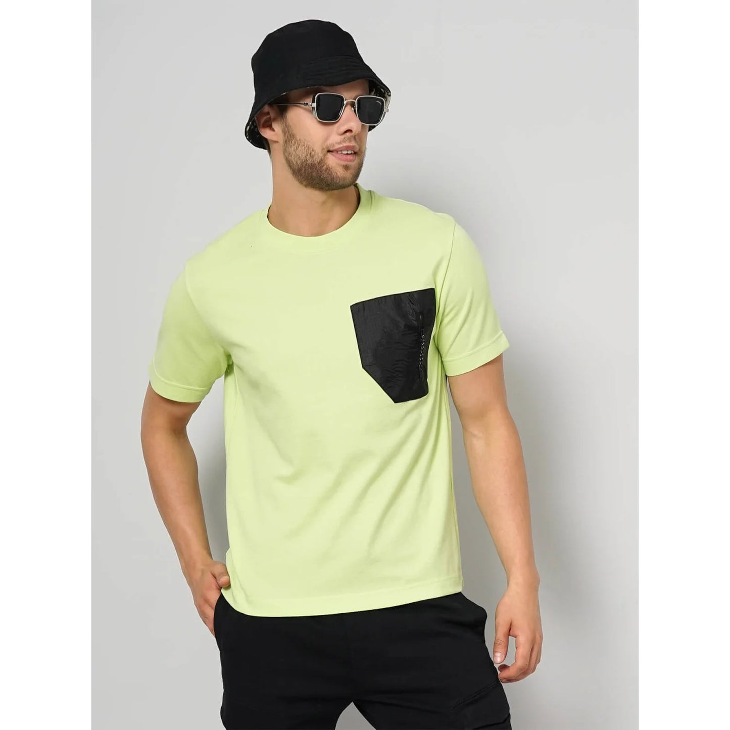 Cream Solid Cotton Blend T-shirt