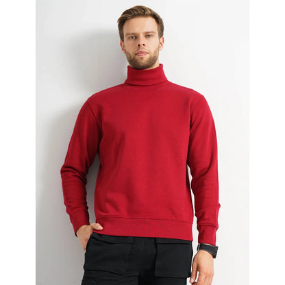 Red Solid Cotton Blend Sweatshirt