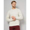 Celio* Solid Regular Fit Cotton-Blend Off White Sweater