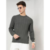 Celio* Solid Regular Fit Cotton-Blend Grey Sweater