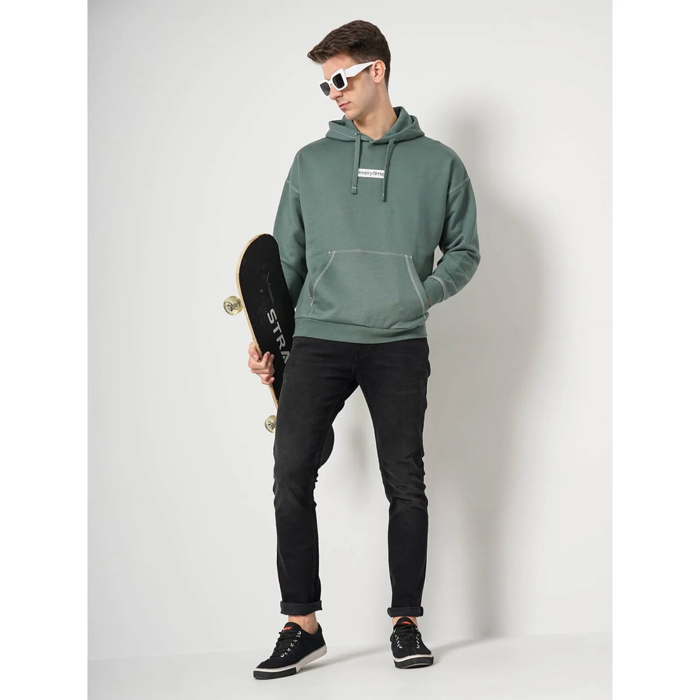 Green Printed Cotton Blend Sweatshirt