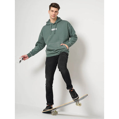 Green Printed Cotton Blend Sweatshirt